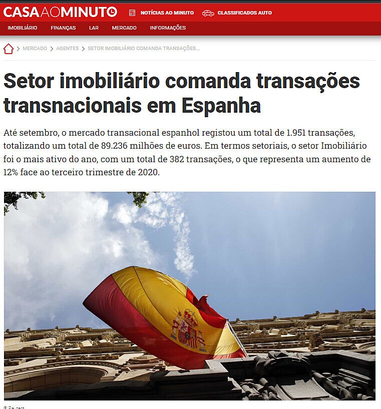 Setor imobilirio comanda transaes transnacionais em Espanha